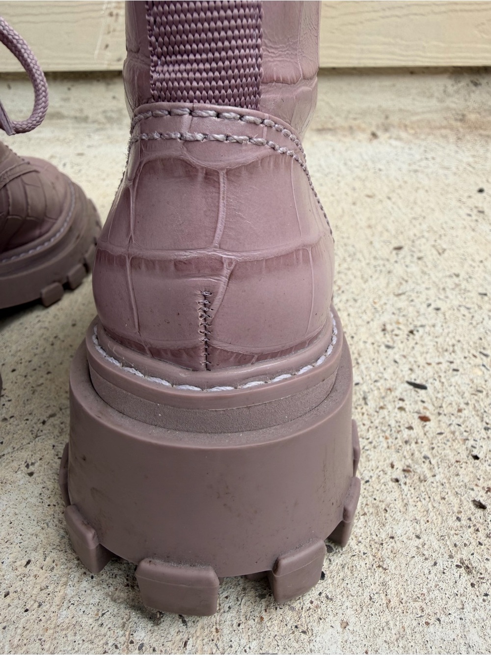 Schutz Orly Purple Croc Combat Boots Lug Sole Leather Womens 7.5 NWOB - Picture 6 of 16